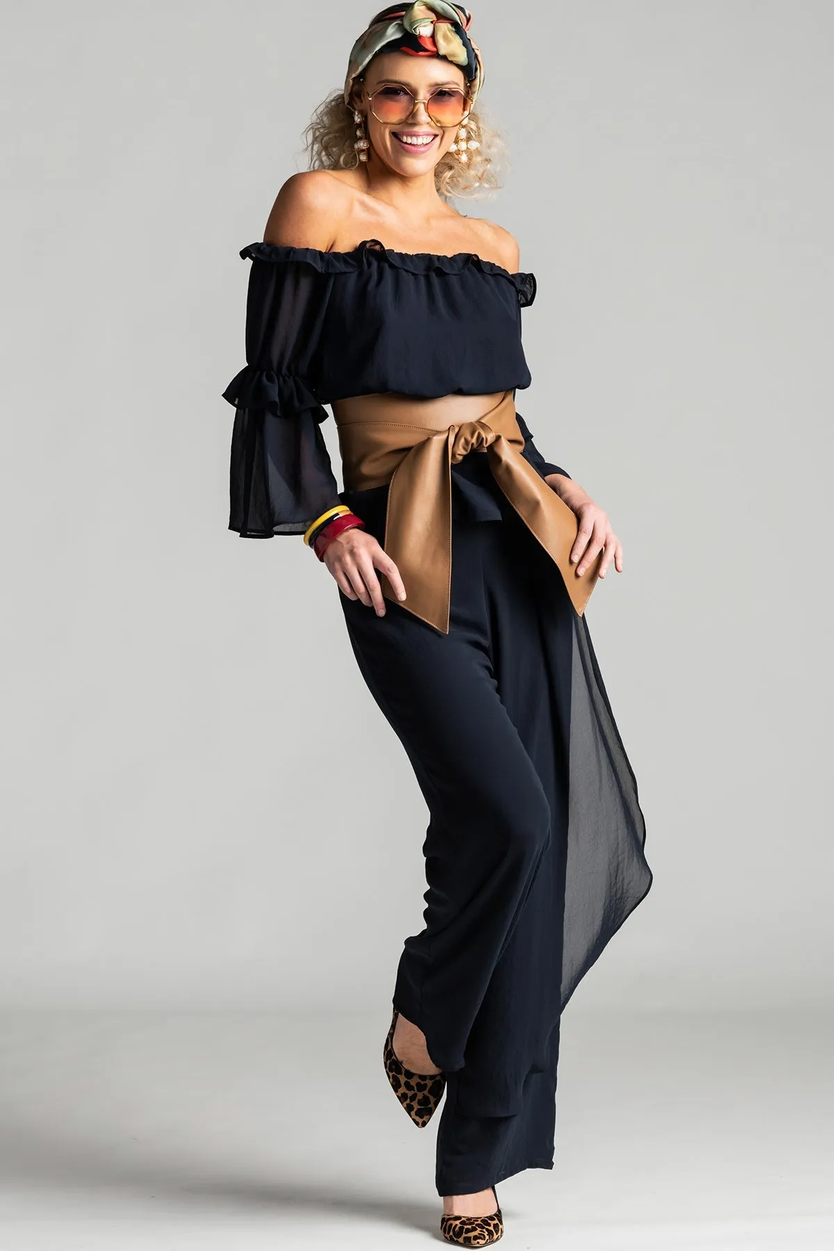 PAULA RYAN Soft Leather Wrap Belt - Tan