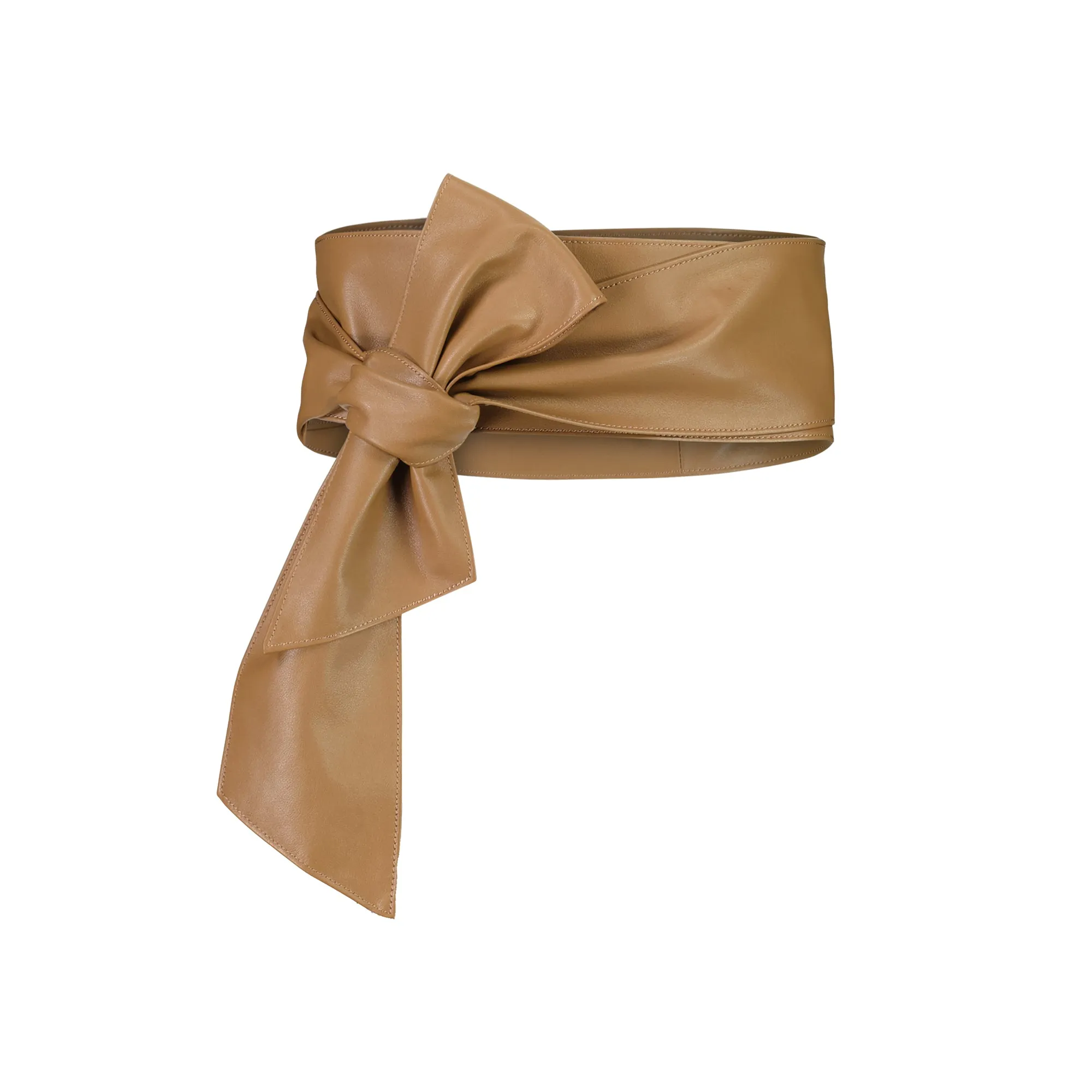 PAULA RYAN Soft Leather Wrap Belt - Tan