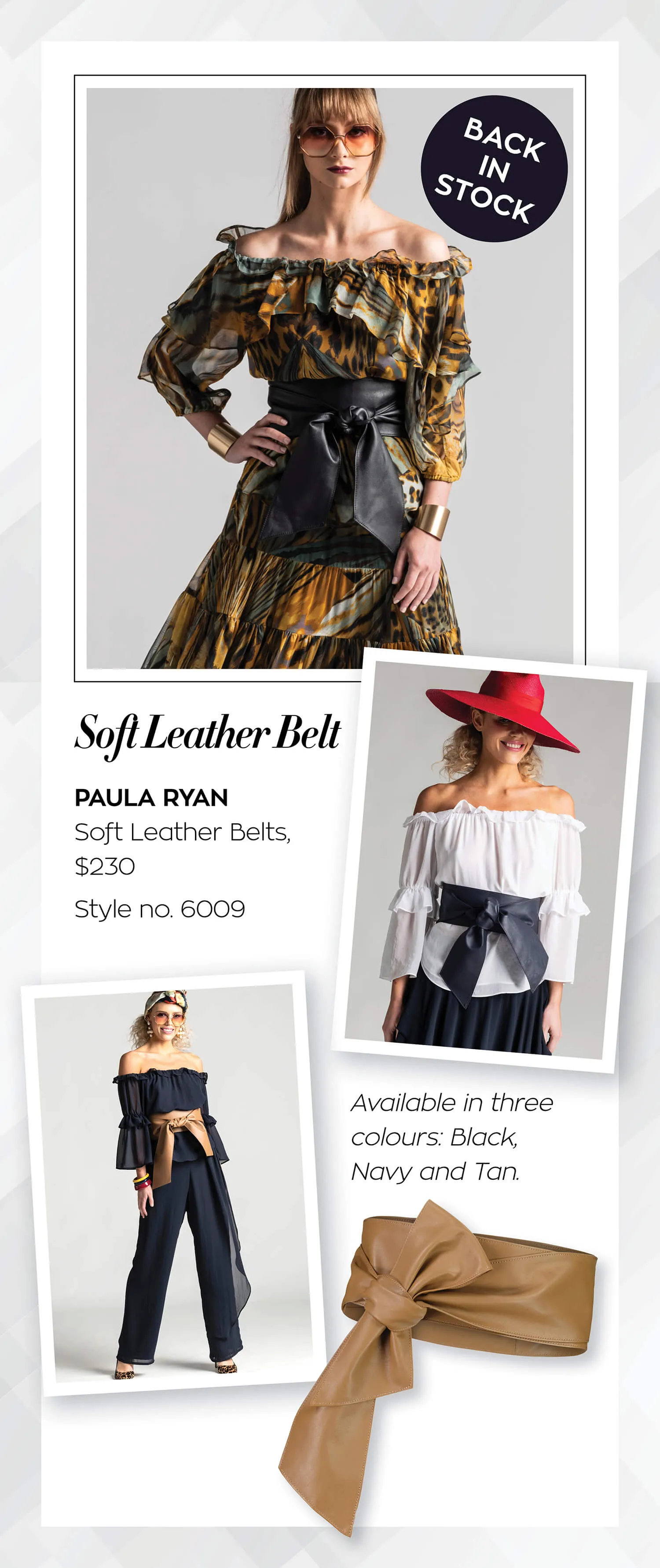 PAULA RYAN Soft Leather Wrap Belt - Tan