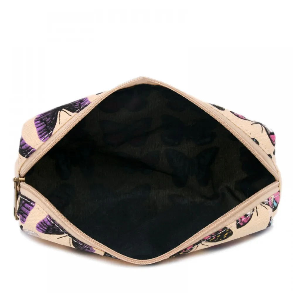 Pc-b - Miss Lulu Canvas Pencil Case Butterfly Beige