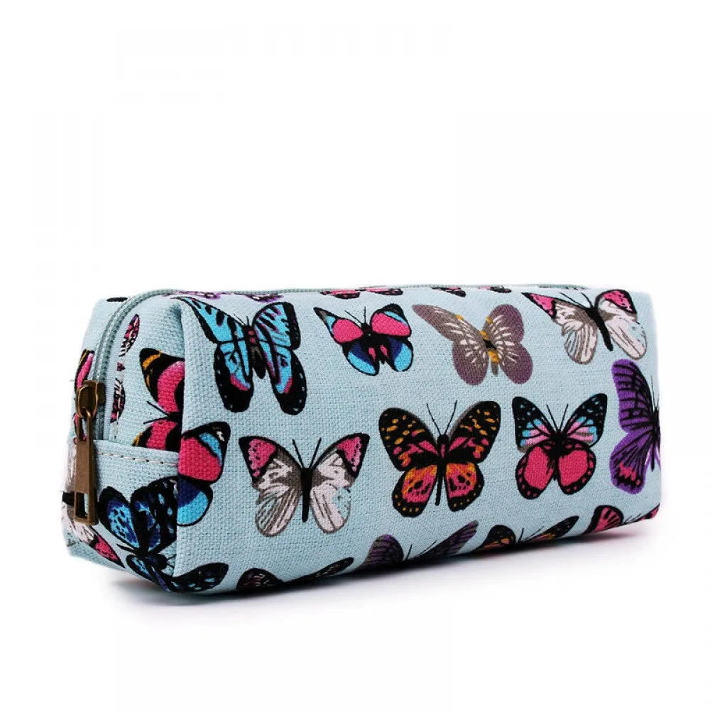 Pc-b - Miss Lulu Canvas Pencil Case Butterfly Beige