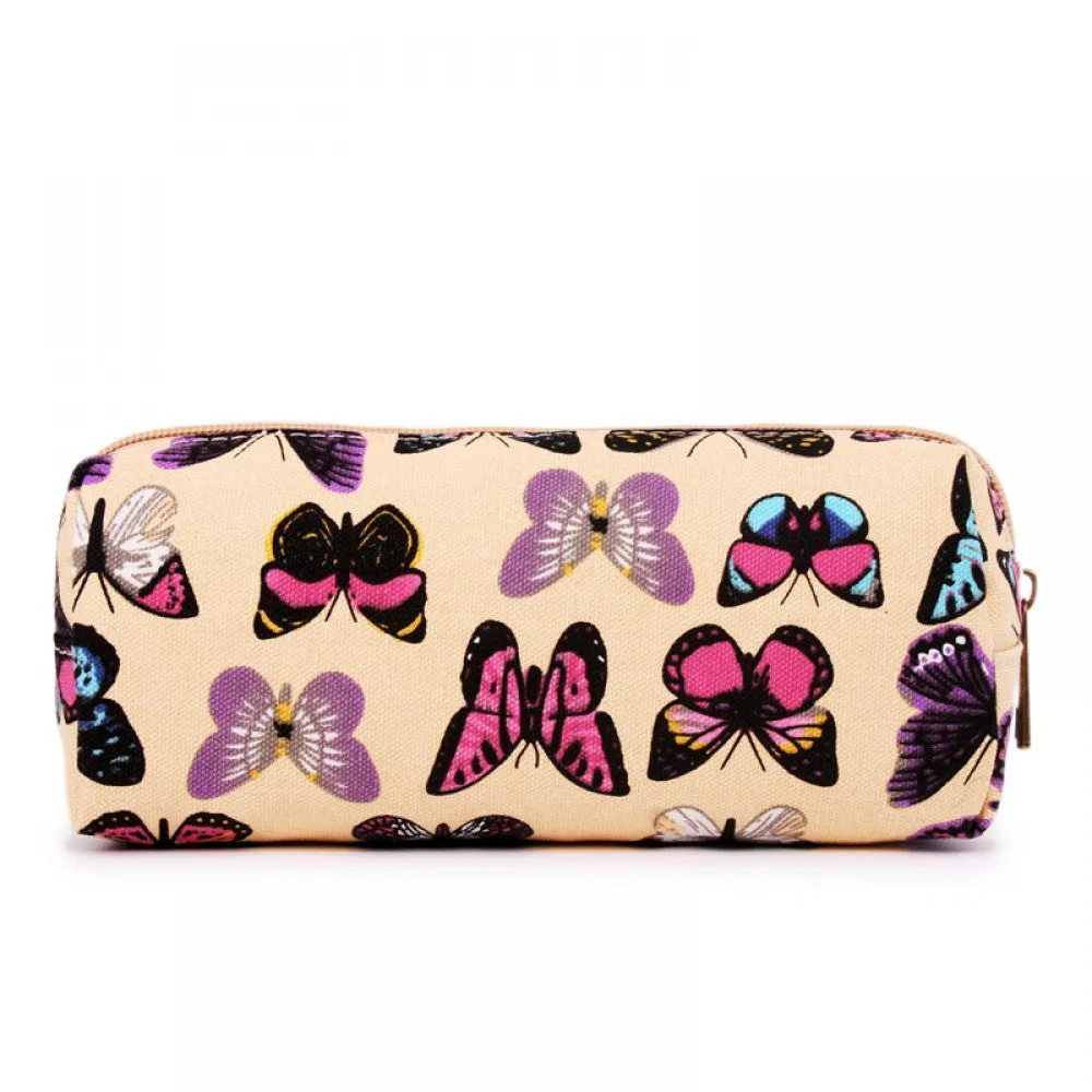 Pc-b - Miss Lulu Canvas Pencil Case Butterfly Beige