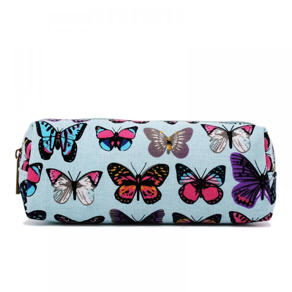 Pc-b - Miss Lulu Canvas Pencil Case Butterfly Beige