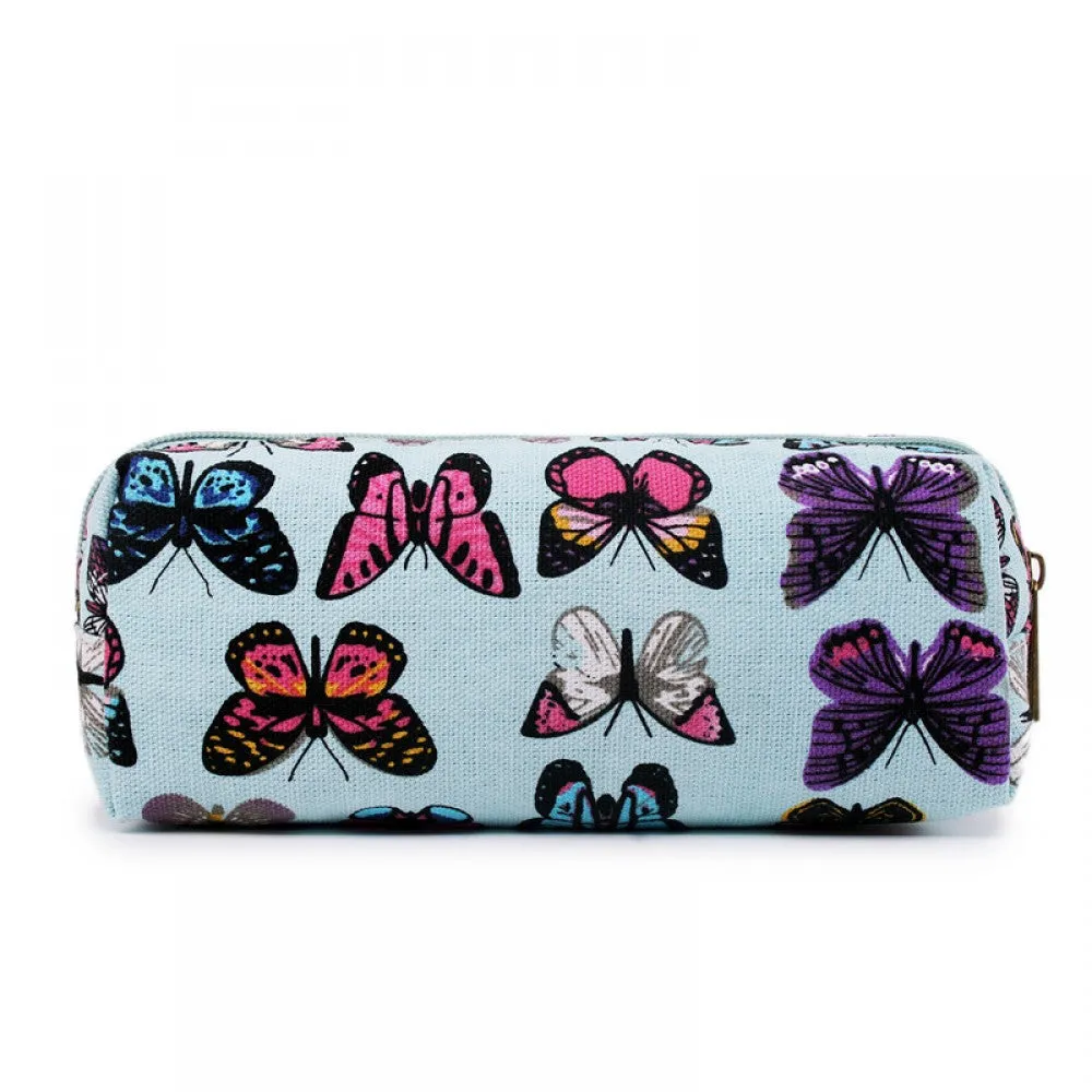 Pc-b - Miss Lulu Canvas Pencil Case Butterfly Beige