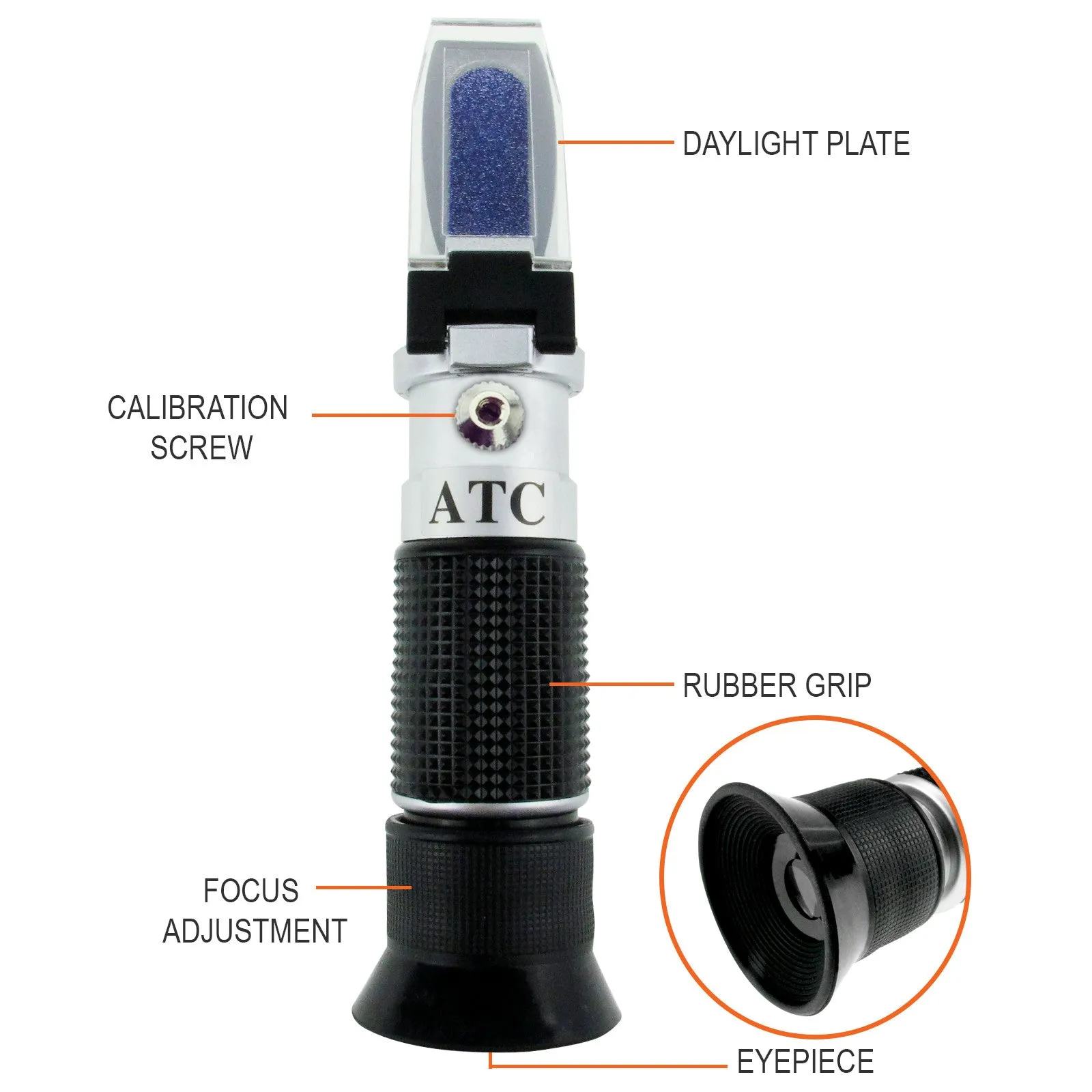 PD_18 Kibeland Handheld Battery Coolant Refractometer with ATC, Refractometer for Car, Glycol Antifreeze Battery Fluid Refractometer with EXTRA Mini USB Light