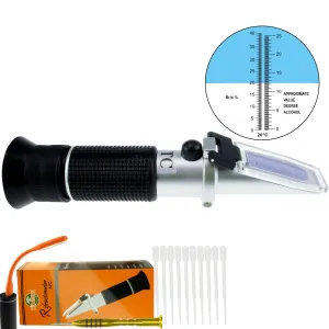 PD_20 Kibeland Alcohol Wine Refractometer with ATC, Dual Scale, 0~25% Alcohol, 0~40% Brix, Wine Making, Beer Making, Home Brewing, with EXTRA Mini USB Light