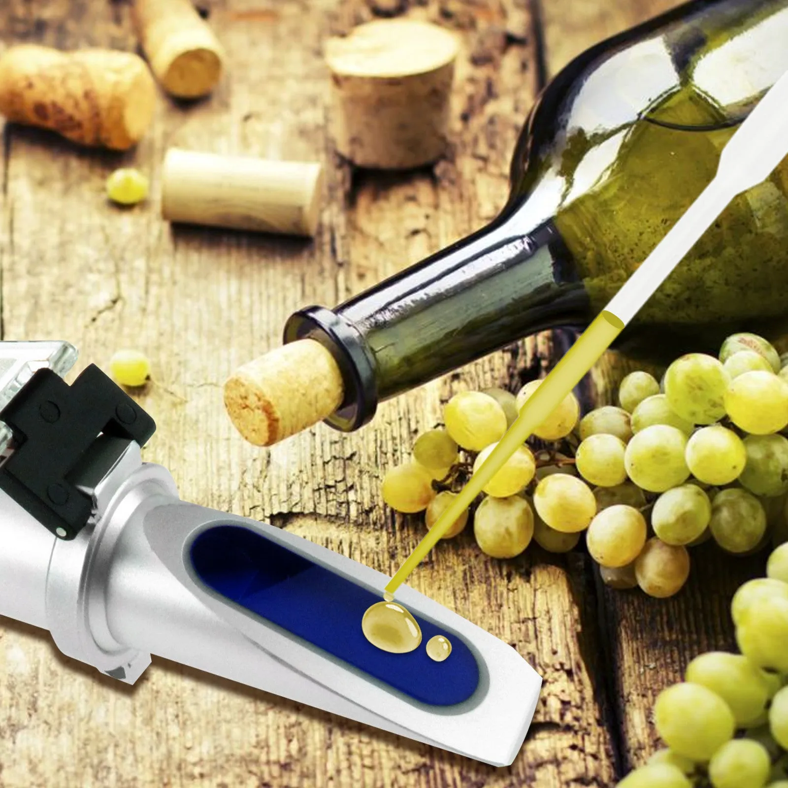 PD_20 Kibeland Alcohol Wine Refractometer with ATC, Dual Scale, 0~25% Alcohol, 0~40% Brix, Wine Making, Beer Making, Home Brewing, with EXTRA Mini USB Light
