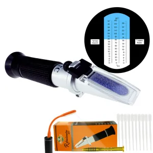 PD_25 Kibeland Handheld Brix Refractometer with ATC, Triple Scale, 0~32% Brix, Oechsle 0~140¢XOe, 0~27¢XKMW Babo, with EXTRA Mini USB Light