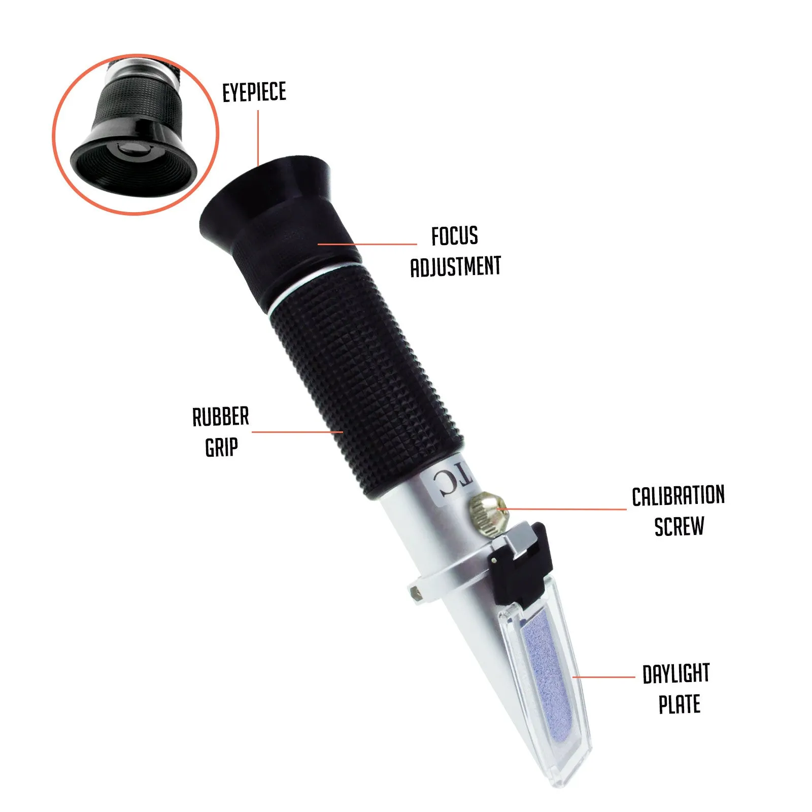 PD_26 Kibeland Handheld Brix Refractometer with ATC, 0~32% Brix, with EXTRA Mini USB Light, 10 Pipettes