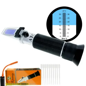 PD_26 Kibeland Handheld Brix Refractometer with ATC, 0~32% Brix, with EXTRA Mini USB Light, 10 Pipettes