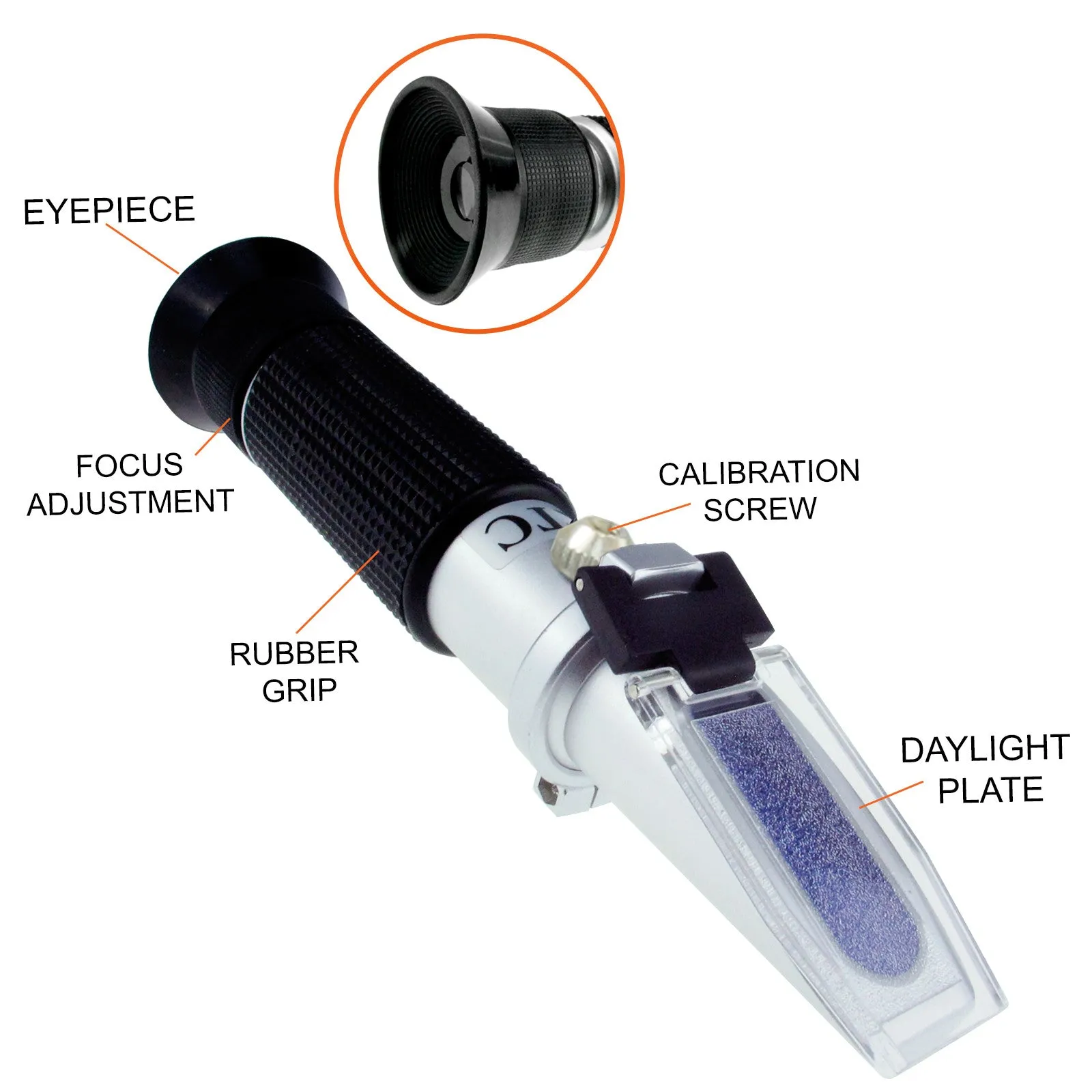 PD_28 Kibeland Handheld Clinical Refractometer, Serum Protein 0~12g/dl, Urine Specific Gravity 1.000~1.050sg, Refractive Index 1.333~1.360 RI, with EXTRA Mini USB Light