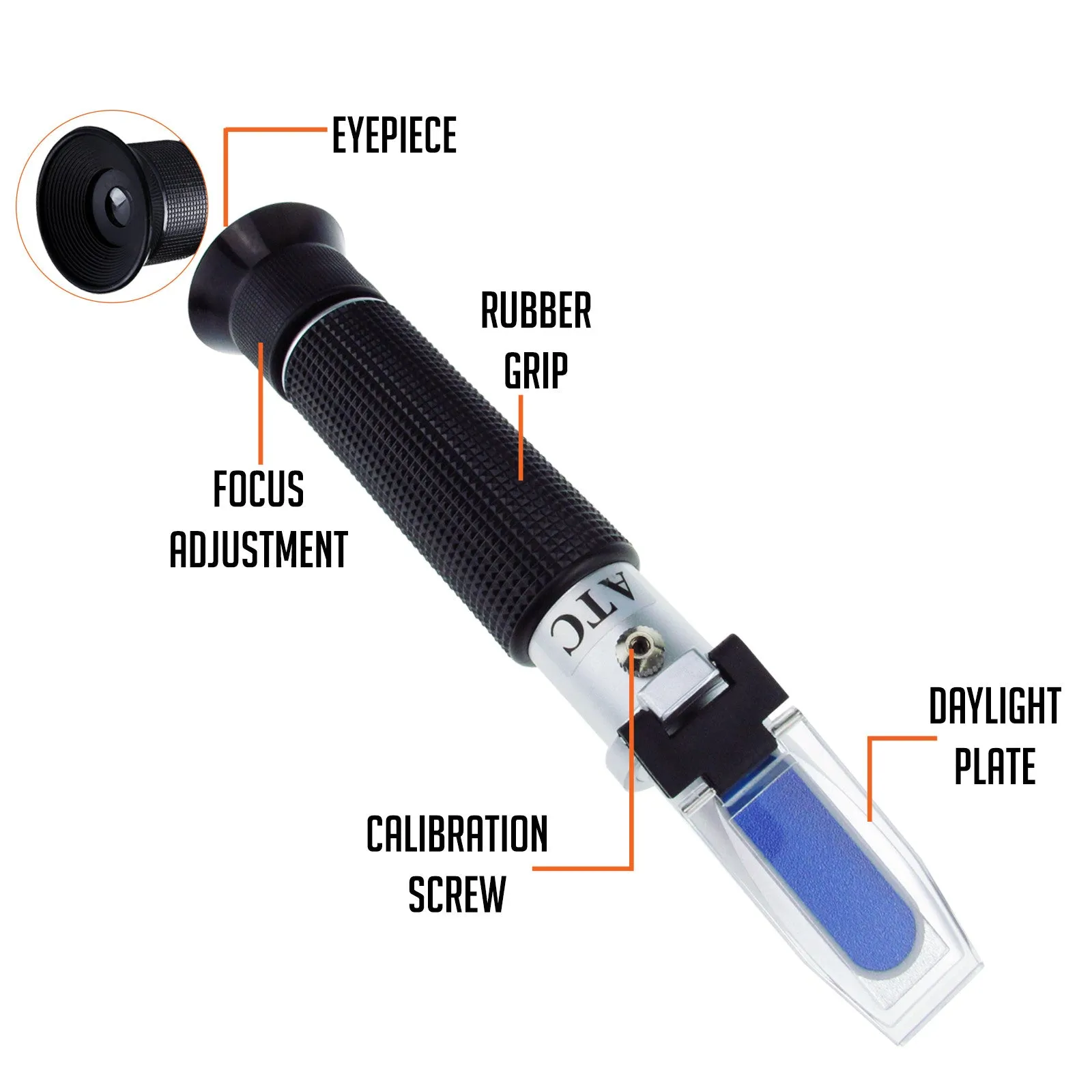 PD_30 Kibeland Brix and Salinity Refractometer with ATC, 3 Scale, Salinity 0~10%, Brix 0~10%, Refractive Index 1.000-1.070, with EXTRA Mini USB Light