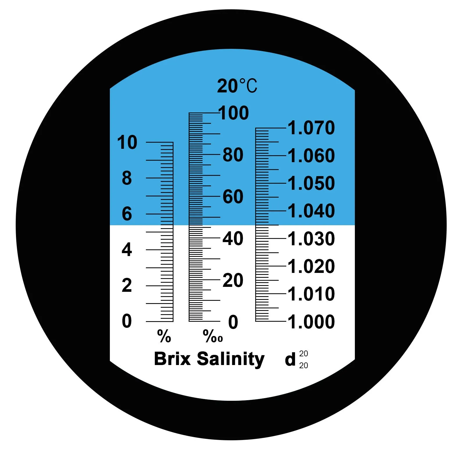 PD_30 Kibeland Brix and Salinity Refractometer with ATC, 3 Scale, Salinity 0~10%, Brix 0~10%, Refractive Index 1.000-1.070, with EXTRA Mini USB Light