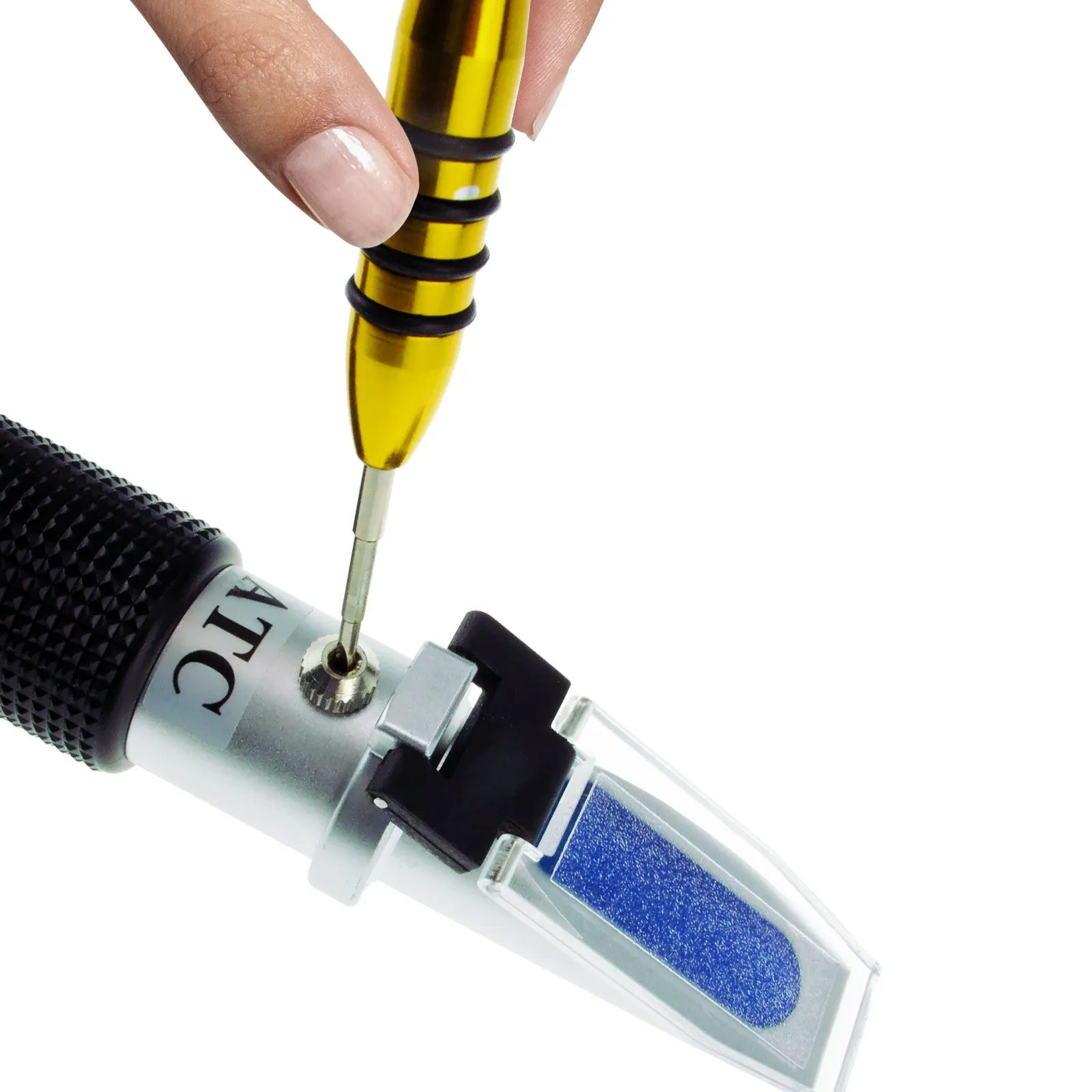 PD_30 Kibeland Brix and Salinity Refractometer with ATC, 3 Scale, Salinity 0~10%, Brix 0~10%, Refractive Index 1.000-1.070, with EXTRA Mini USB Light