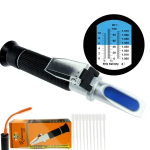 PD_30 Kibeland Brix and Salinity Refractometer with ATC, 3 Scale, Salinity 0~10%, Brix 0~10%, Refractive Index 1.000-1.070, with EXTRA Mini USB Light