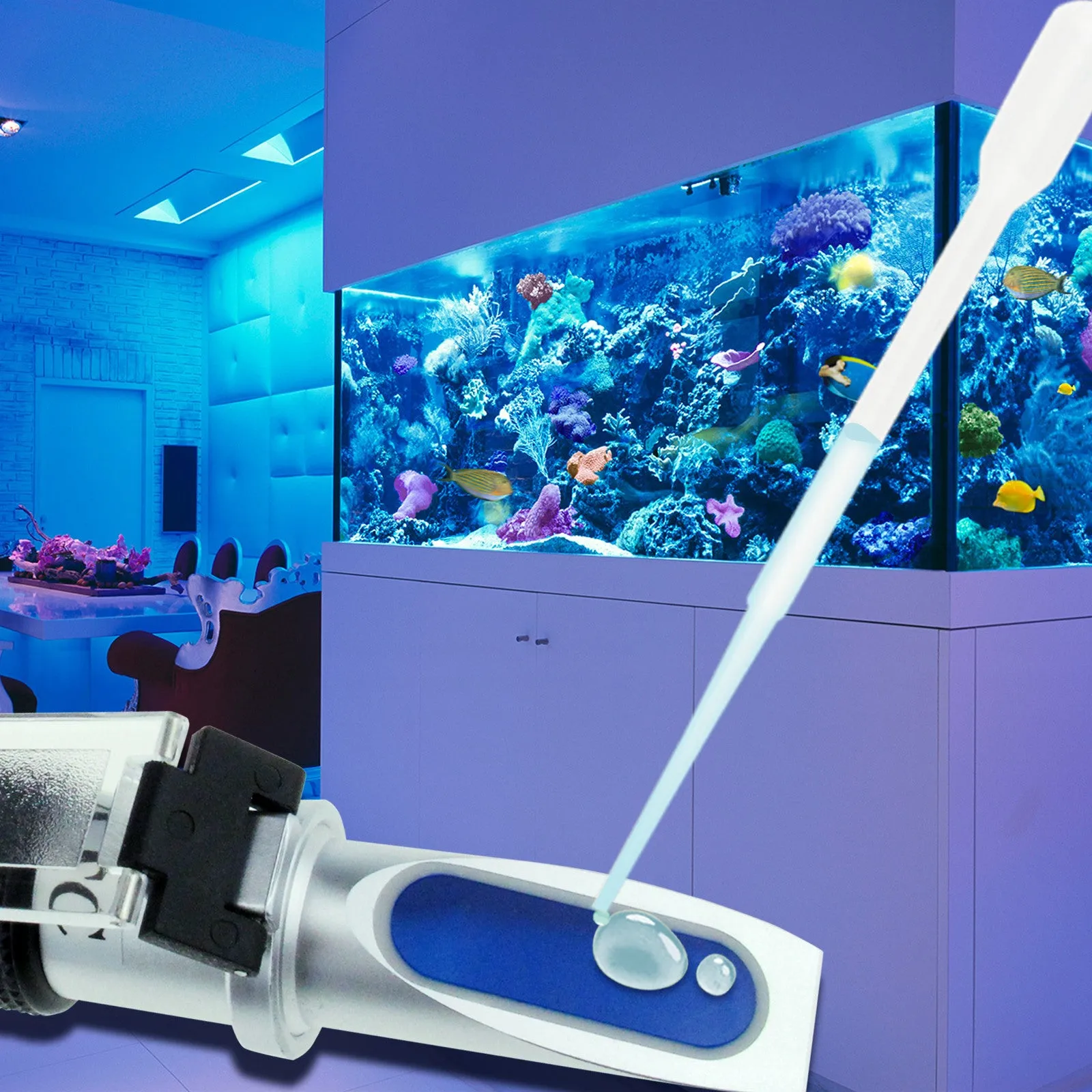 PD_30 Kibeland Brix and Salinity Refractometer with ATC, 3 Scale, Salinity 0~10%, Brix 0~10%, Refractive Index 1.000-1.070, with EXTRA Mini USB Light