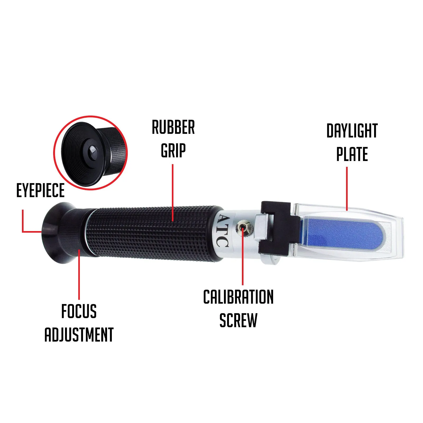 PD_31 Kibeland Handheld Brix Refractometer with ATC, Brix Scale 0~10%, low-concentrated sugar solutions, with EXTRA Mini USB Light