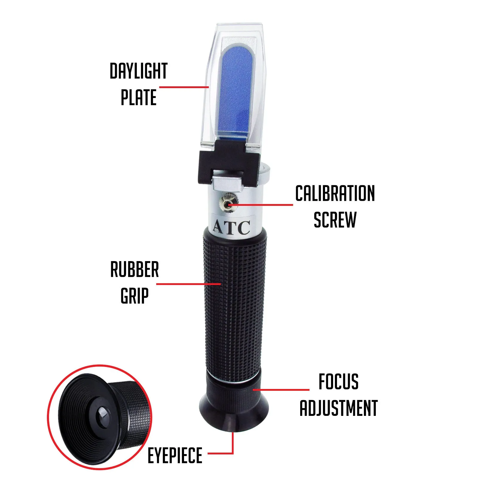 PD_32 Kibeland Handheld Salinity Refractometer with ATC, Dual Scale 0~100 ppt & 1.000-1.070 Salinity Specific Gravity, Aquarium & Sea Water, with EXTRA Mini USB Light