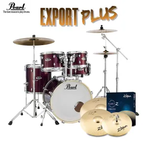 Pearl Export 20" EXX Fusion Drum Kit Package with Zildjian Cymbals & Hardware - Black Cherry Glitter