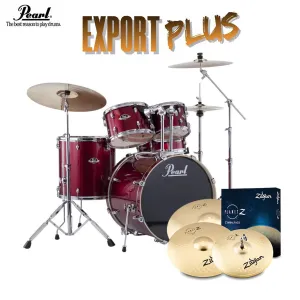 Pearl Export 20" EXX Fusion Drum Kit Package with Zildjian Cymbals & Hardware - Burgundy