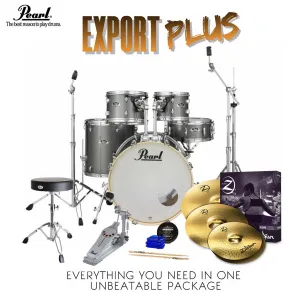 Pearl Export 22" EXX Fusion Plus Drum Kit Package with Zildjian Cymbals & Hardware - Grindstone Sparkle