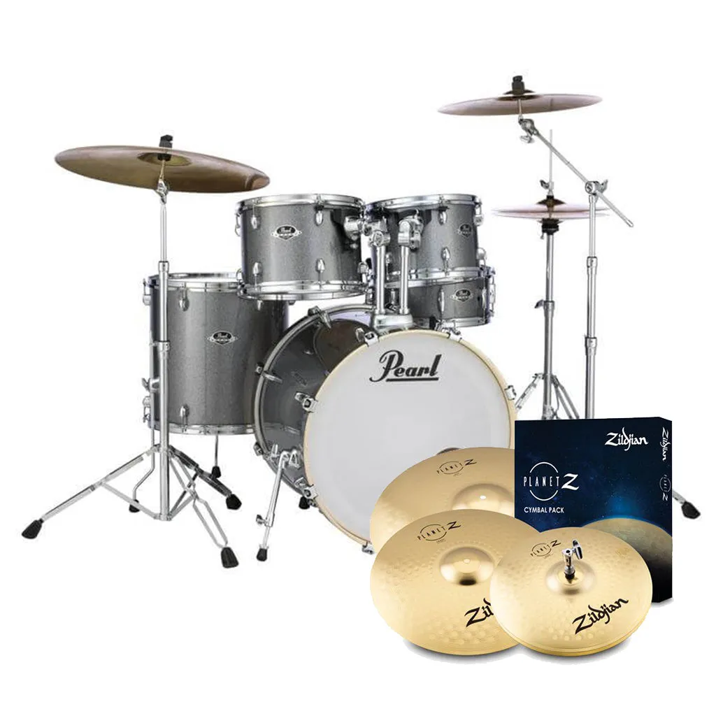 Pearl Export 22" EXX Fusion Plus Drum Kit Package with Zildjian Cymbals & Hardware - Grindstone Sparkle