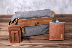 Personalized Leather Money Clip, Groomsmen Gift Toiletry Bag, Groomsmen Flask, Gift for Groomsmen, Bachelor Party Gift, Gift for Wedding