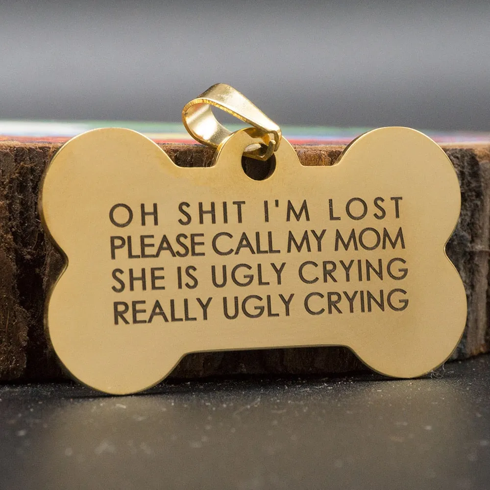 Pet Dog Cat Tag ID, Bone Engraved Collar Stainless Steel