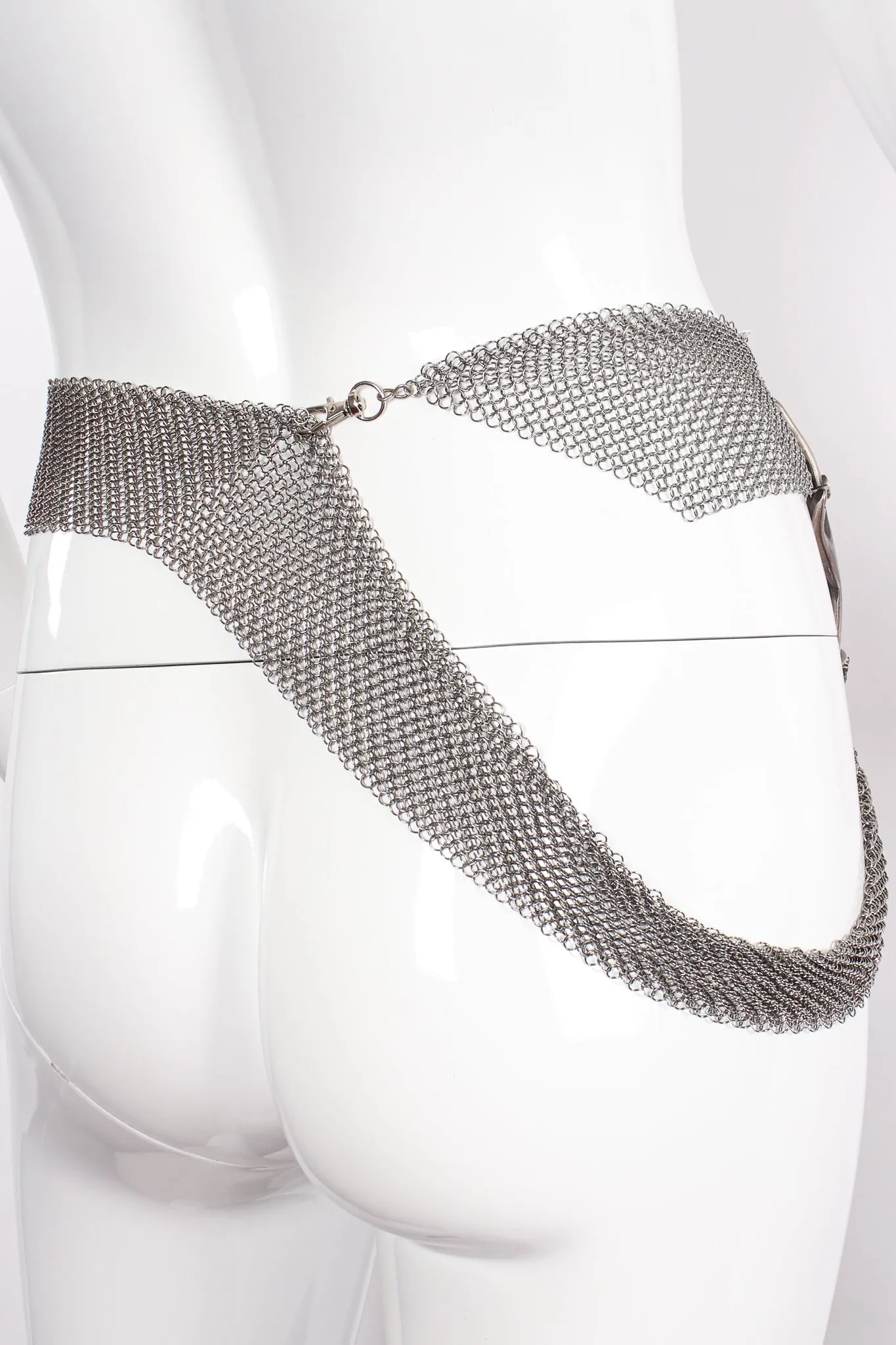 Pewter Hand Buckle Mesh Wrap Belt