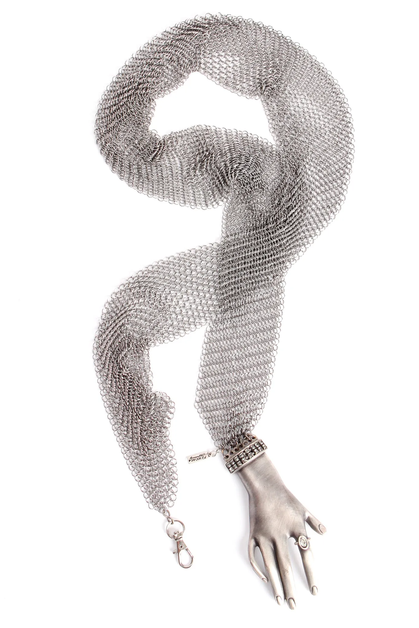 Pewter Hand Buckle Mesh Wrap Belt
