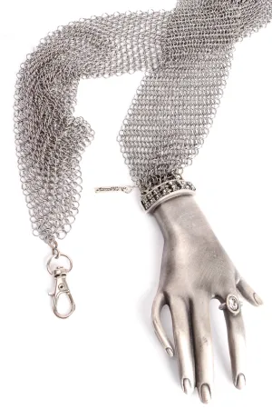 Pewter Hand Buckle Mesh Wrap Belt