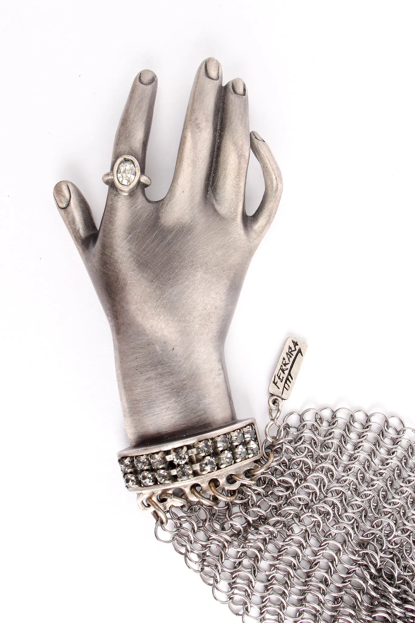Pewter Hand Buckle Mesh Wrap Belt