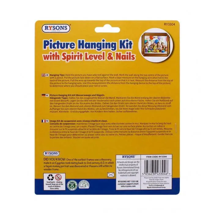 Picture Hanging Kit | Brass Hooks Nails Spirit Level Picture Wire