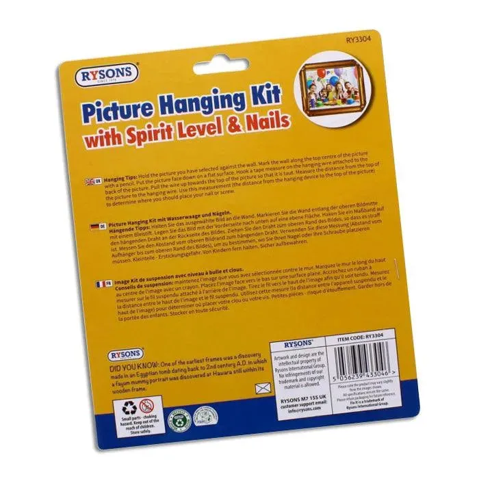 Picture Hanging Kit | Brass Hooks Nails Spirit Level Picture Wire