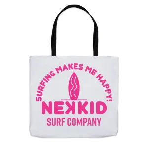 Pink Surfing Makes Me Happy Tote