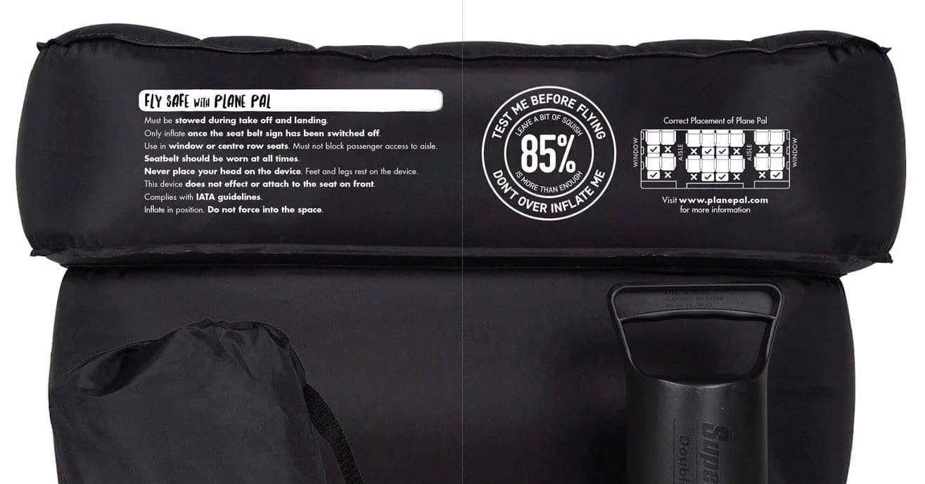 Plane Pal - The Airplane Seat Extender - Full Kit (With Pump)