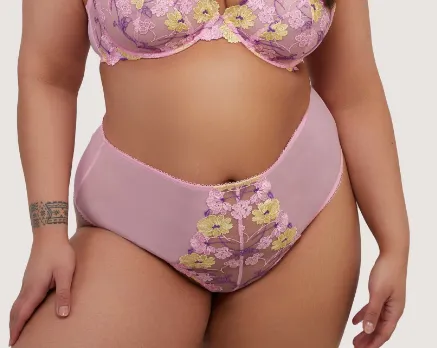 PLAYFUL PROMISES-PASTEL PINK EMBROIDERY HIGH WAISTED BRIEF