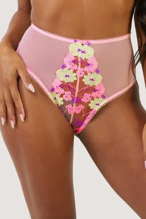 PLAYFUL PROMISES-PASTEL PINK EMBROIDERY HIGH WAISTED BRIEF