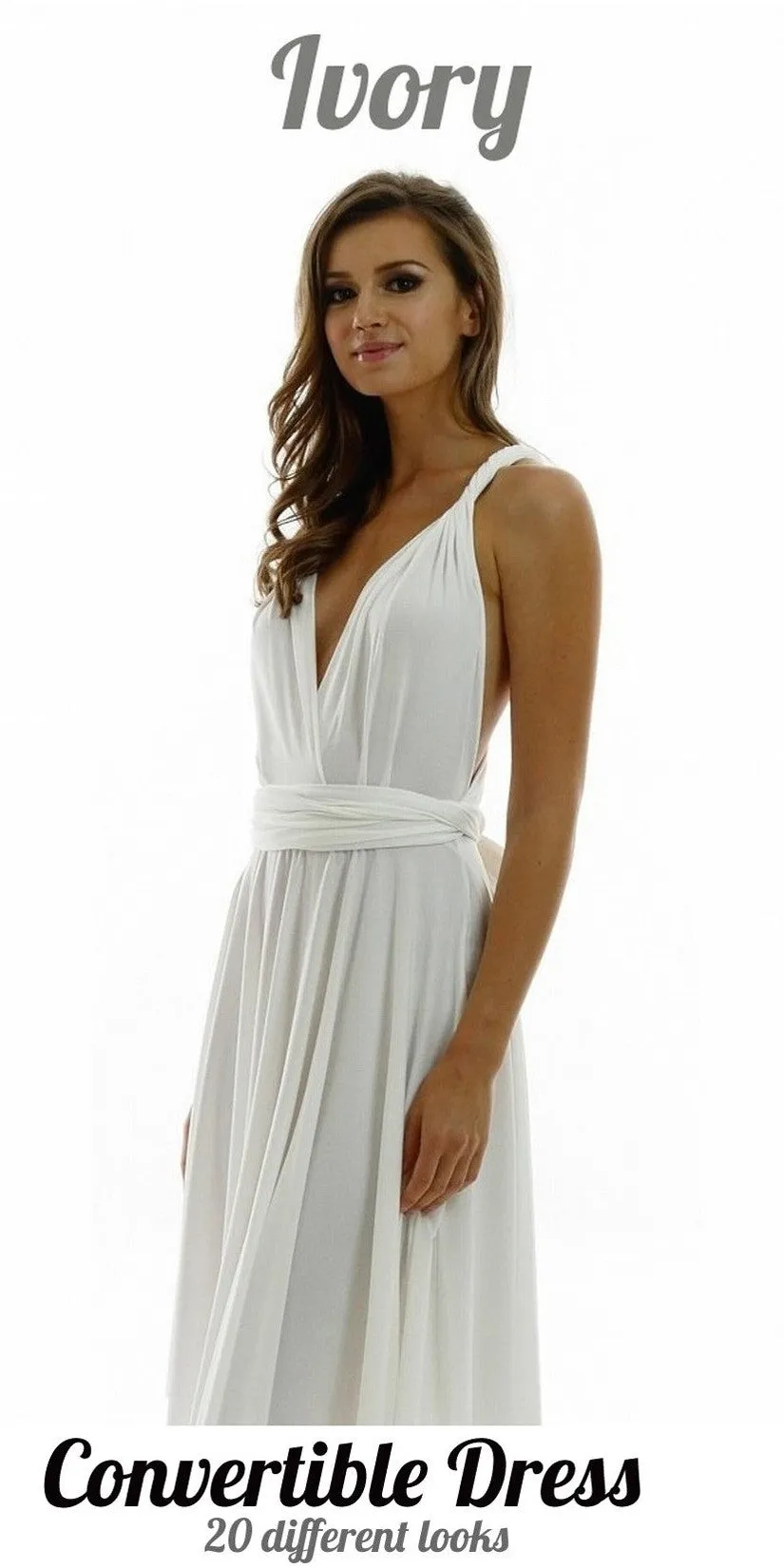 Poly USA 7022 Long Convertible Jersey Dress 20 Different Looks