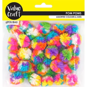 POM POMS FLUROSCENT YARN MULTI 25MM 40PC