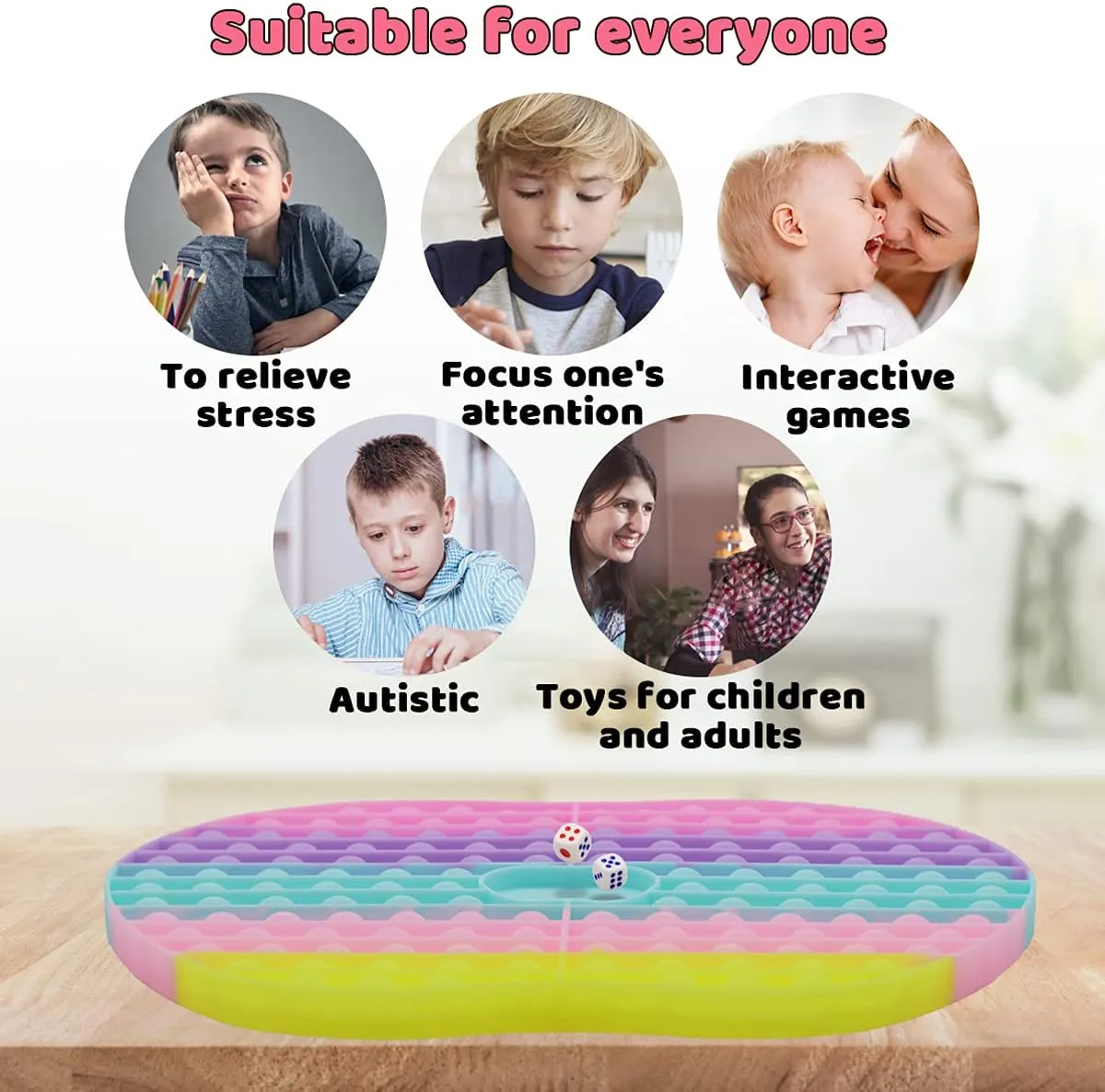 POPBUBBLE - GAMEBOARD APPLE WITH 2 DICES PASTEL COLOUR - LARGE