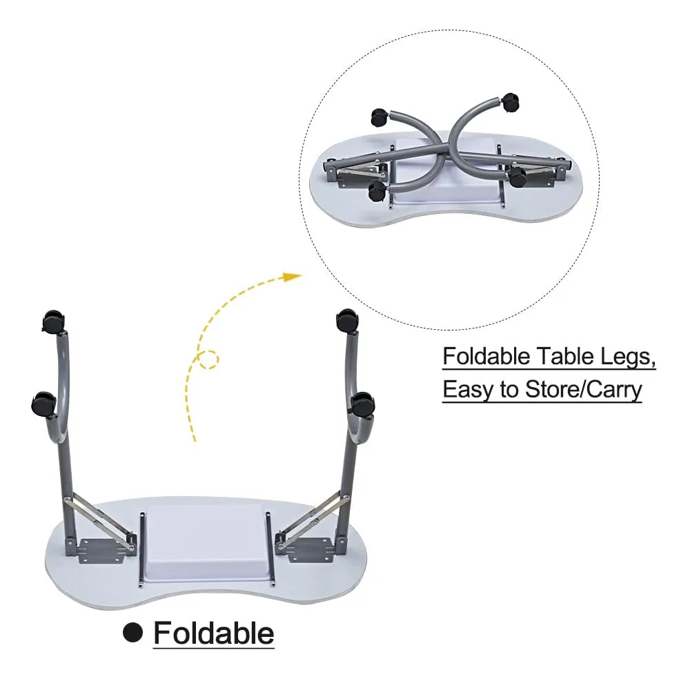 Portable Folding Nails Table,Moveable Nail Salon Technician Desk for Home Manicure、Spa Salon、Professional Nail Painting，With Large PP Plastic Drawer、Led-Light、Wrist Rest、Carry Bag,White