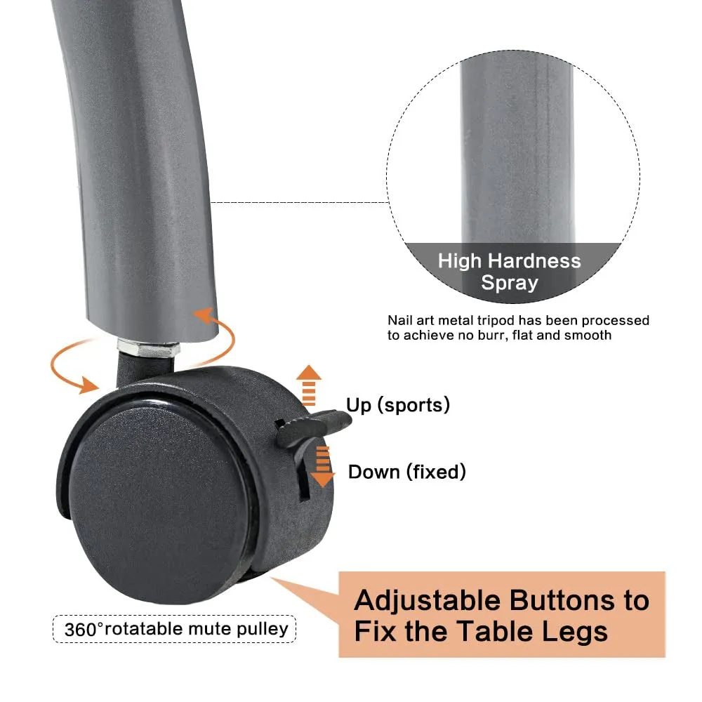 Portable Folding Nails Table,Moveable Nail Salon Technician Desk for Home Manicure、Spa Salon、Professional Nail Painting，With Large PP Plastic Drawer、Led-Light、Wrist Rest、Carry Bag,White