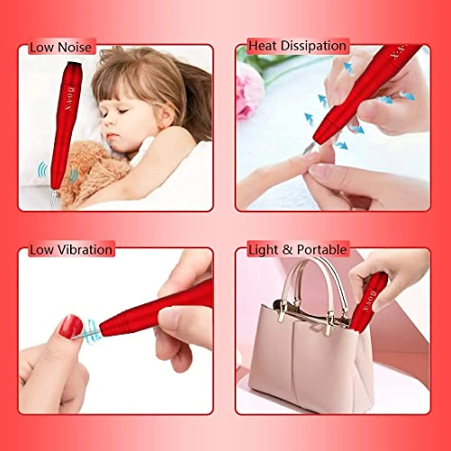 Portable Nail Drill Professional Electric Nail File 20000RPM Manicure Machine set with Sanding Bands,Nail Drill Bits and Nail Tips Clip for Acrylic Gel Nails