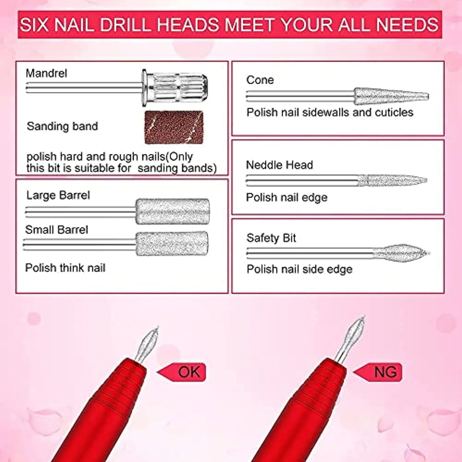 Portable Nail Drill Professional Electric Nail File 20000RPM Manicure Machine set with Sanding Bands,Nail Drill Bits and Nail Tips Clip for Acrylic Gel Nails