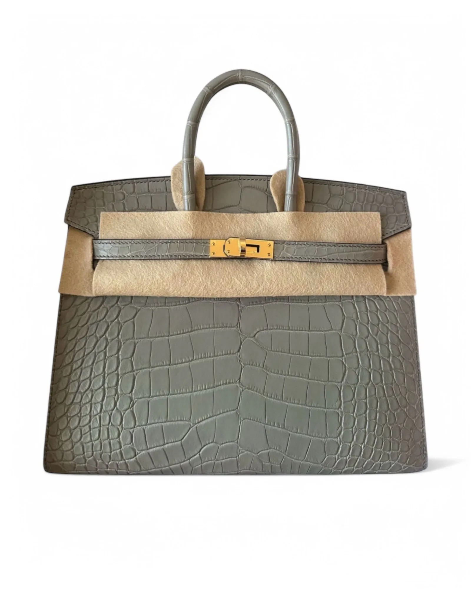 Pre-owned Hermès Birkin 25 Sellier Ciment GHW (2025) – Store Fresh, Full Set Including CITES