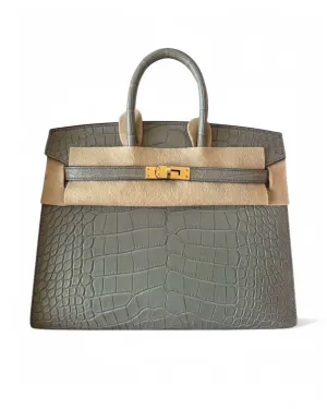 Pre-owned Hermès Birkin 25 Sellier Ciment GHW (2025) – Store Fresh, Full Set Including CITES