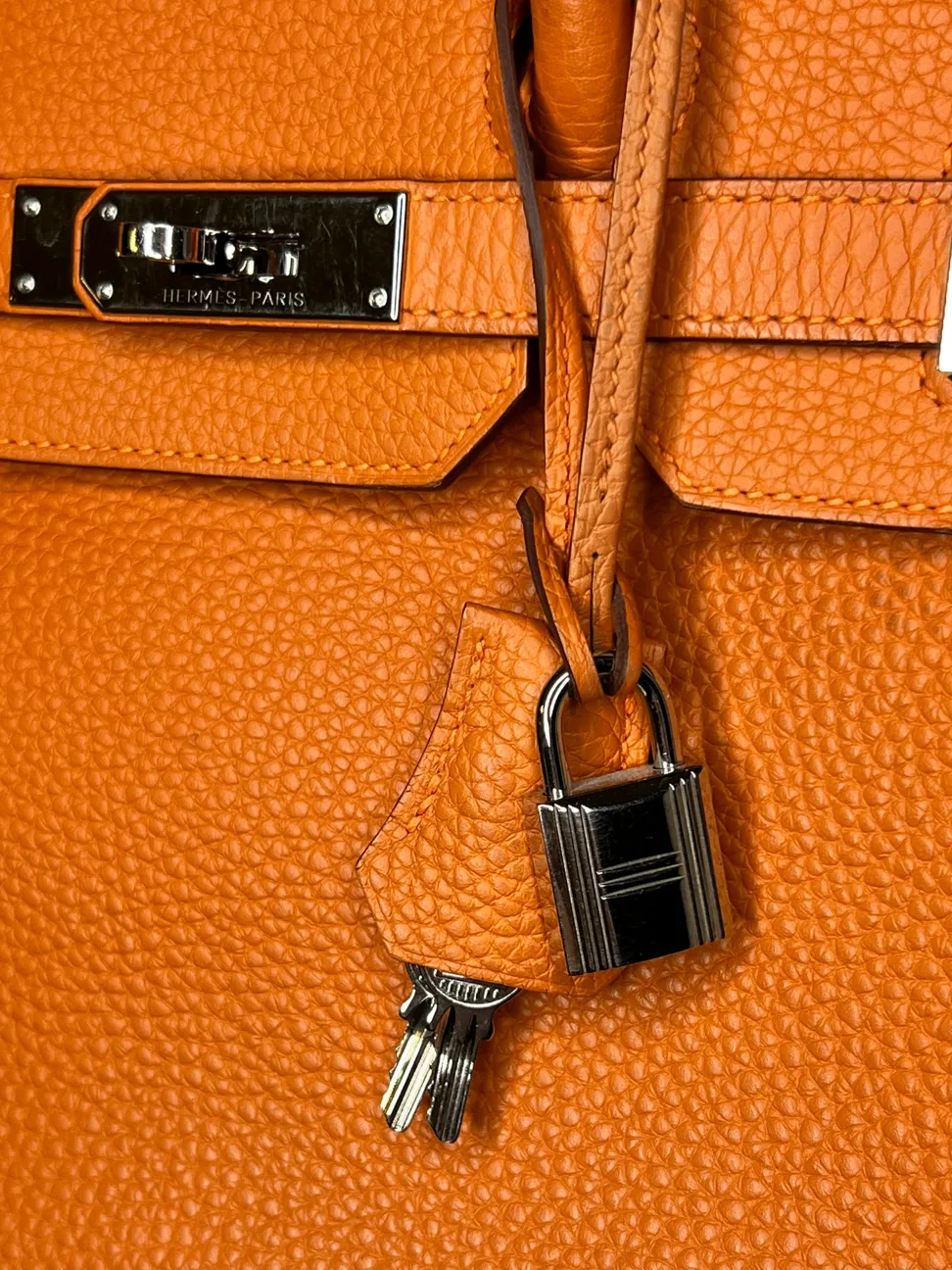 Pre-owned Hermès Birkin 35cm Orange Clemence Leather - Palladium Hardware
