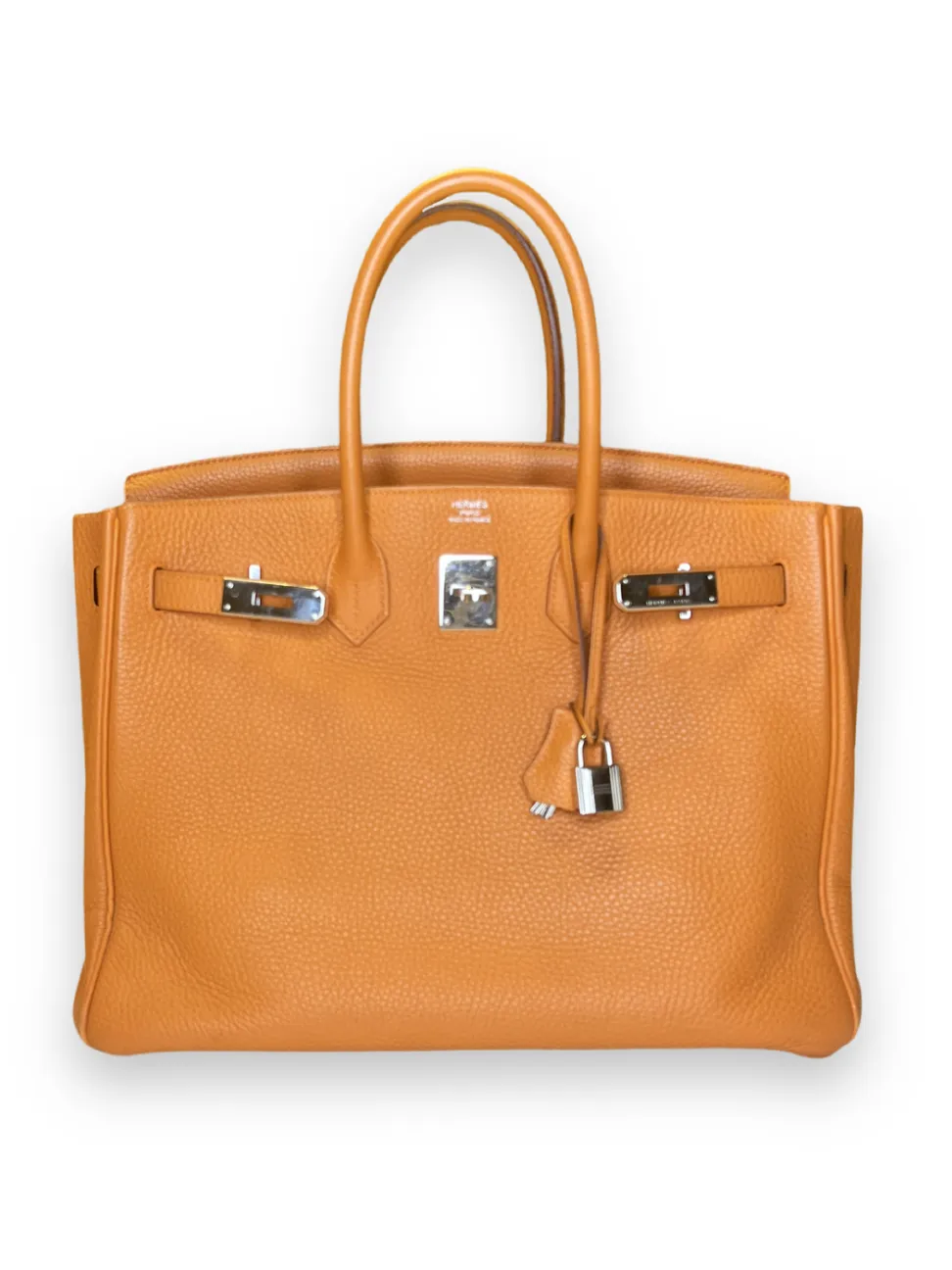 Pre-owned Hermès Birkin 35cm Orange Clemence Leather - Palladium Hardware