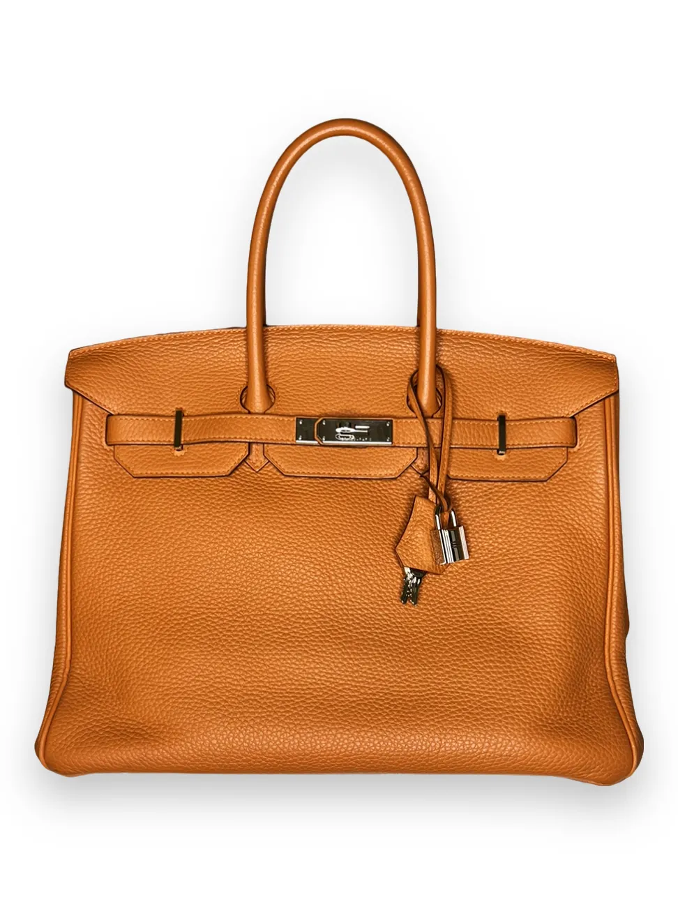 Pre-owned Hermès Birkin 35cm Orange Clemence Leather - Palladium Hardware